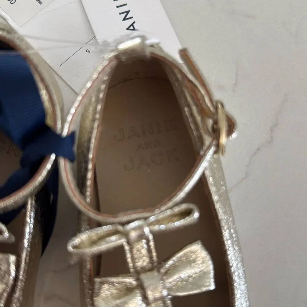 Janie and Jack Metallic Bow Ballet Flat in Gold Size 5